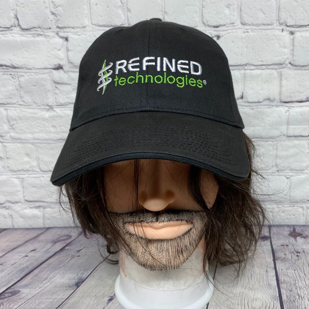 Baseball Hat Cap Strap Back Black Refined Technologies Embroidered